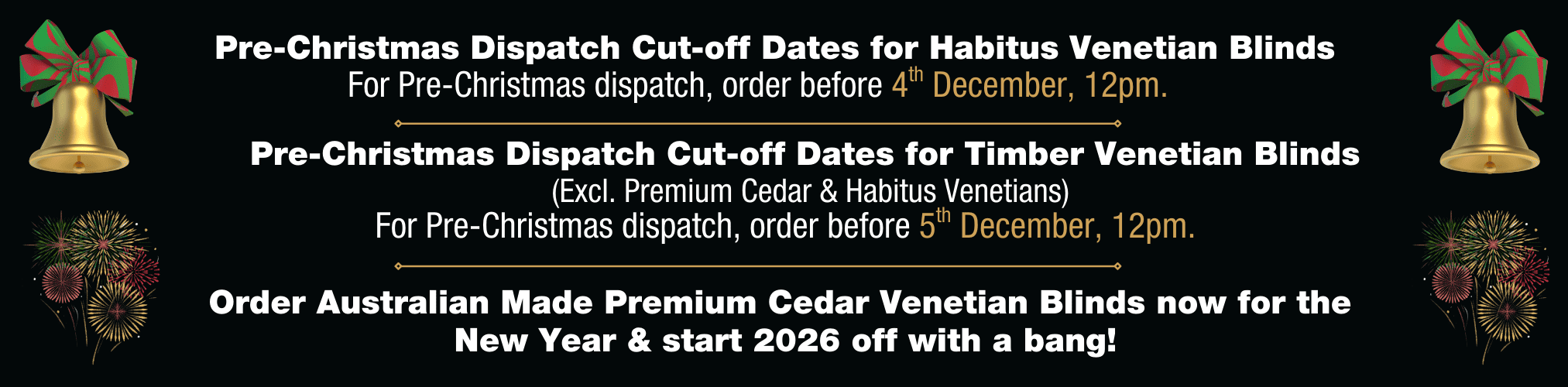 Australian Custom Made PVC Timber Venetian Blinds Christmas Cut Off Dates